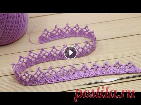 КАЙМА КРЮЧКОМ простое ЛЕНТОЧНОЕ КРУЖЕВО мастер-класс по вязанию Easy to crochet lace ribbon