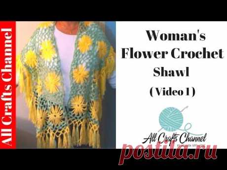 Crochet yellow flower shawl / Part One