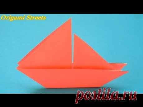 Как сделать парусник из бумаги. Оригами парусник, кораблик. Origami sailboat, boat