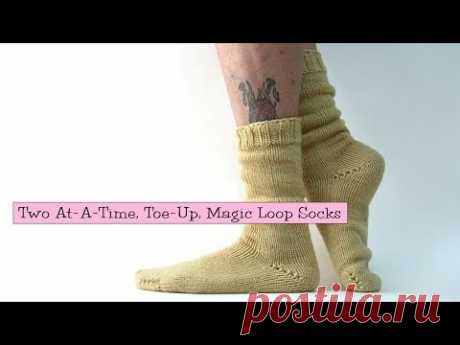 2 Socks at-a-Time, Toe-Up, Magic Loop