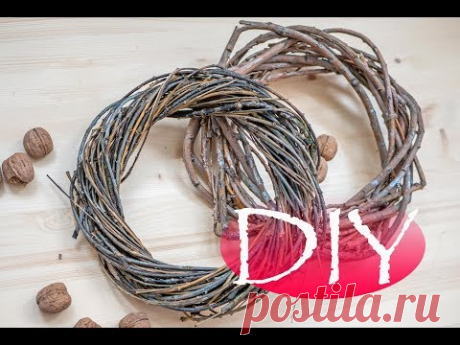 Как сделать  венок из веток ЗИМОЙ  /How to make a wreath of twigs winter