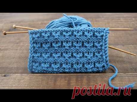 Узор из мелких сердец спицами 💞 «Small hearts» knitting pattern