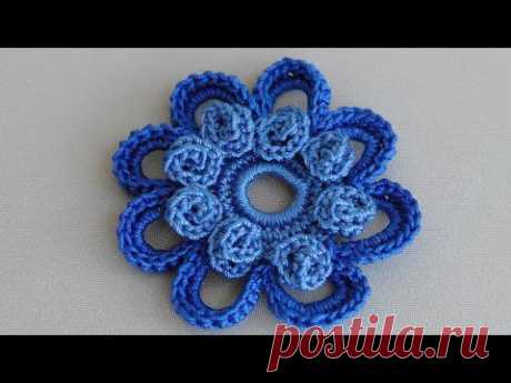 Как вязать цветок. УРОК ВЯЗАНИЯ.Вязаные крючком цветы. How to crochet flower