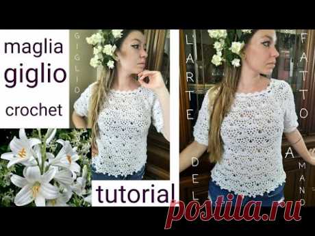 MAGLIA   GIGLIO     TUTORIAL   CROCHET   IN   TUTTE   LE   TAGLIE #MAGLIAUNCINETTO#