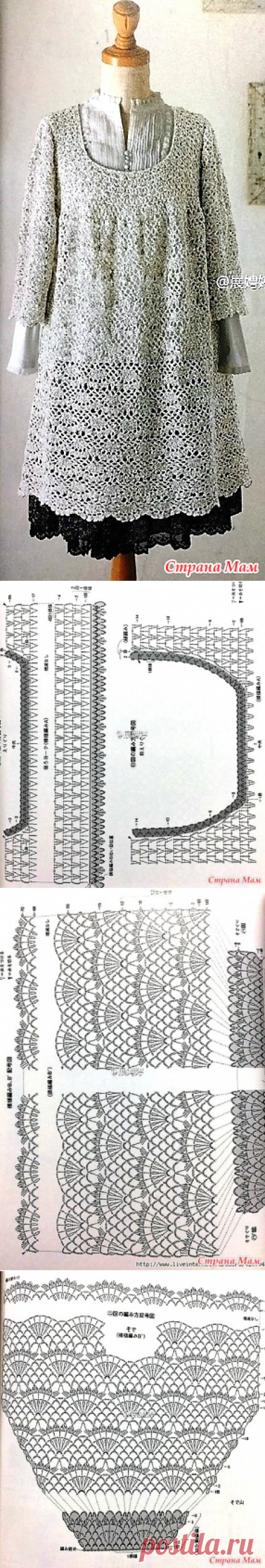 Ажурная туника с квадратной кокеткой. - Все в ажуре... (вязание крючком) - Страна Мам