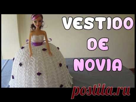 Vestido de  Novia a crochet para Muñeca