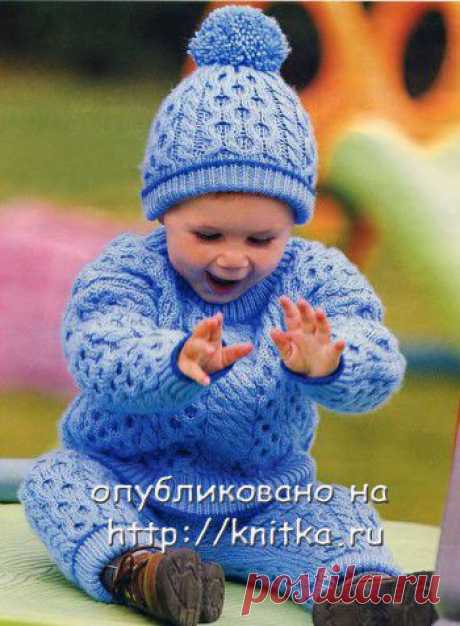 Джемпер, шапочка и штанишки для малыша из рубрики Вязание для детей. Вязание спицами модели и схемы на kNITKA.ru