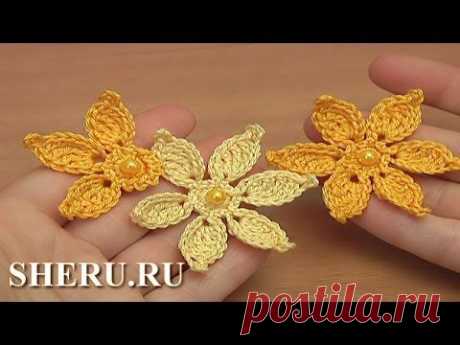 Вязание крючком цветочка для кружева Урок 45 Crochet Flower Irish - YouTube