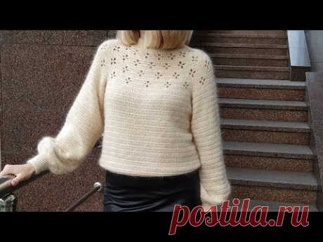 Идеальный Свитер "Клевер" крючком Мастер-класс Crochet Sweater Pattern for women. English Subtitles