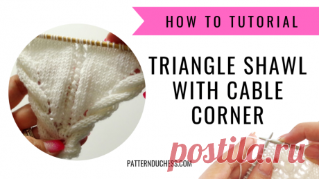 How to start knitting triangle shawl with twisted trim cable edging
