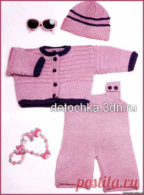 Розовый вязаный комплект для новорожденного - Вязание комплектов и комбинезонов для новорожденных - Вязание малышам - Вязание для малышей - Вязание для детей. Вязание спицами, крючком для малышей