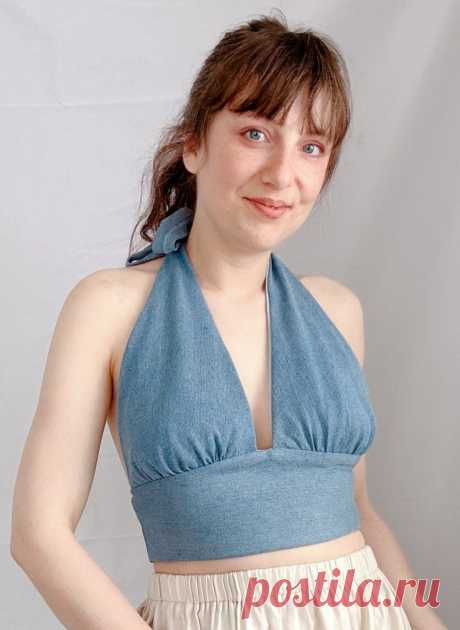 Denim Halter Top: Sew It Simple, Sew It Fast - Free PDF! - Sparrow Refashion: A Blog for Sewing Lovers and DIY Enthusiasts