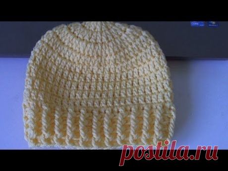 Learn to crochet Ribbed Beanie - Style 2  (tambien en Espanol)