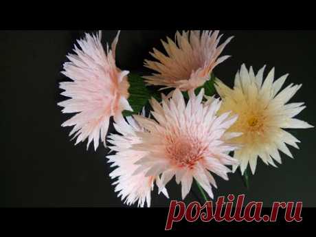 Gerbera paper flower - Làm hoa đồng tiền giấy nhún 2016