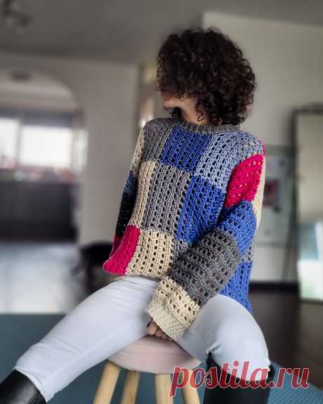 Паневый свитер. Схема вязания крючком — ByKaterina