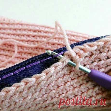Способ вшить в вязание застёжку молнию Модная одежда и дизайн интерьера своими руками