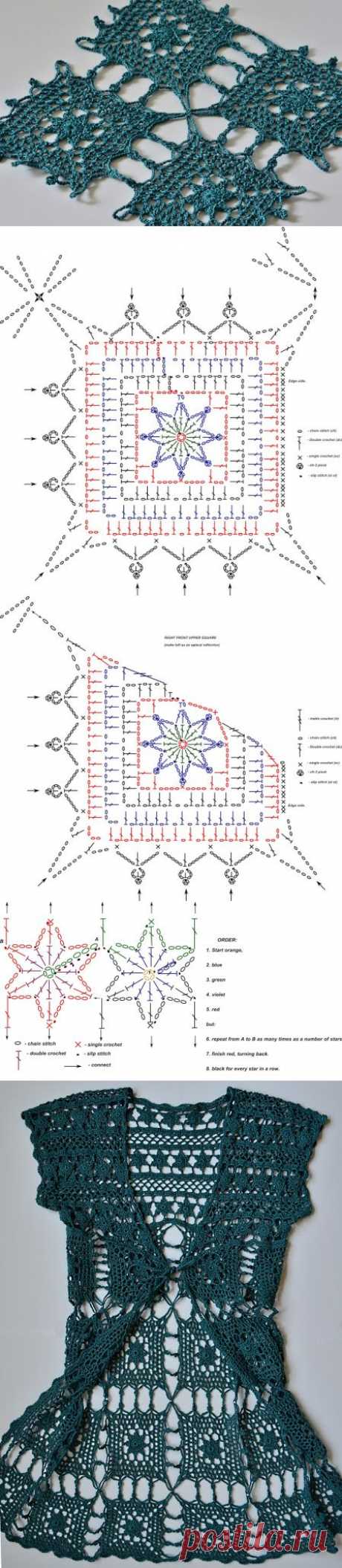 Outstanding Crochet: Free notes and charts for crochet long vest.