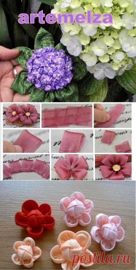 Разные способы изготовления цветов из ткани — Рукоделие