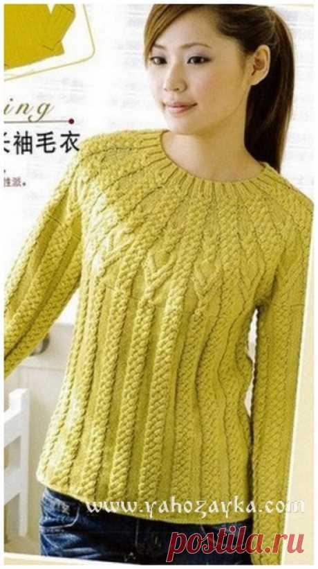 Пуловер с круглой кокеткой спицами. Схема вязания пуловера спицами. | Я Хозяйка