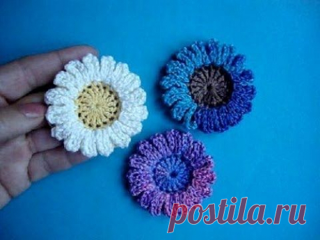 Вязаные цветы Урок 40 Сrochet flower pattern .