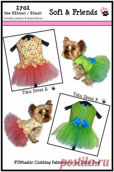 Tutu Dog Dress Pattern 1701 XXSmall &amp; XSmall by SofiandFriends