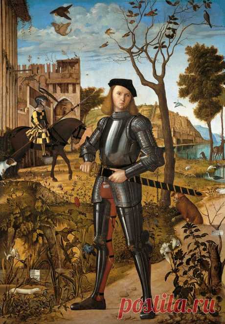 Витторе Карпаччо: молодой рыцарь в пейзаже (1510)