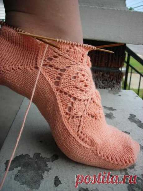 Ажурные носки спицами с узором от центра (Вязание спицами) — Журнал Вдохновение Рукодельницы
