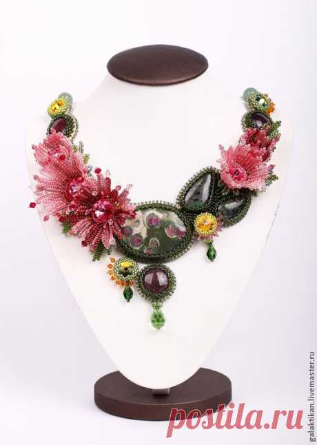 (25) Купить Колье &quot;Вальс цветущих хризантем&quot; - колье ручной работы, колье с камнями, колье с цветами | Beaded Necklace