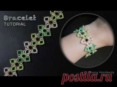 Make a beaded lace bracelet with seed beads and bicone beads. (tutorial)