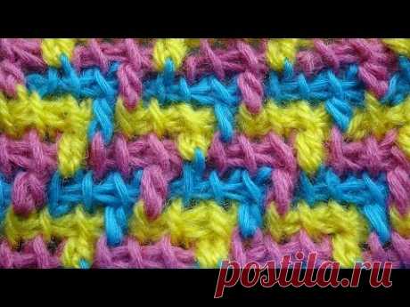 Трехцветный узор тунисское вязание крючком Tunisisan crochet pattern 42