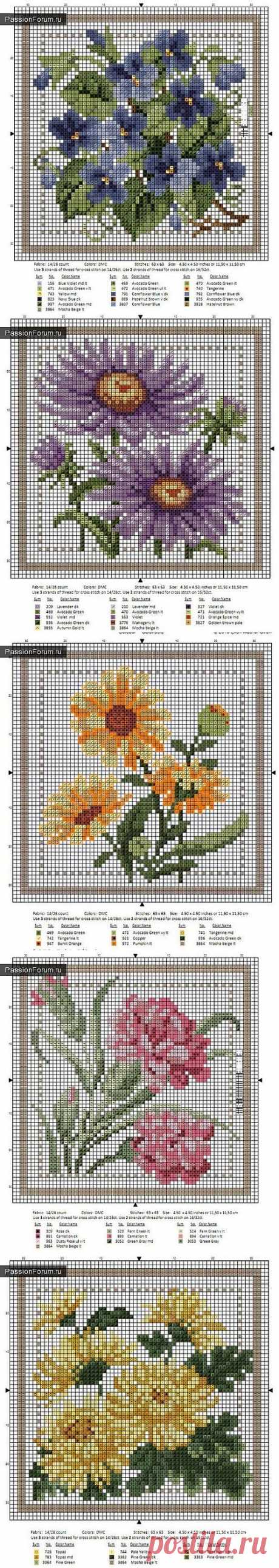 ЦВЕТОЧКИ. ЧАСТЬ 5 / Схемы вышивки крестиком / PassionForum - мастер-классы по рукоделию