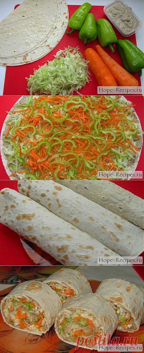 Рулетики из лаваша с овощной начинкой © Кулинарный блог #Рецепты Надежды