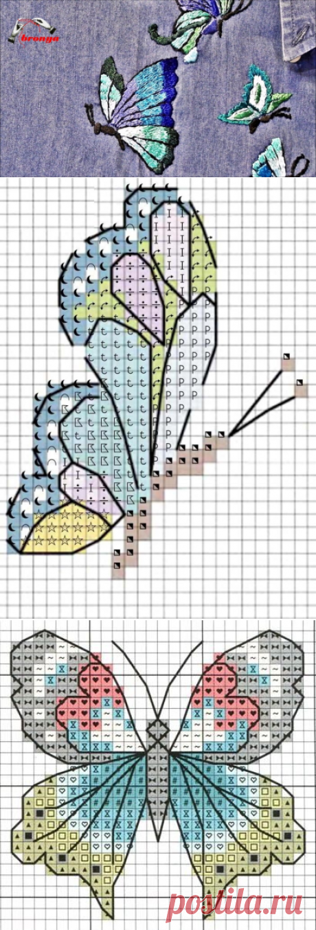Вышивка гладью на рубашке. Бабочка. Идеи для вдохновения!!! | Вязание с Irina Bronya | Дзен