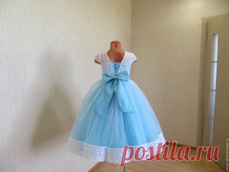 Нарядное платье для девочки "Лазурная волна" – купить в интернет-магазине на Ярмарке Мастеров с доставкой