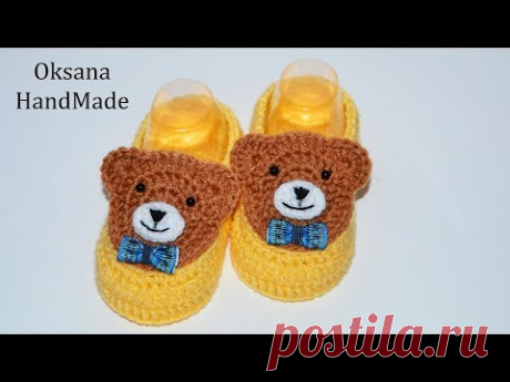 Пинетки Мишки крючком. Мастер класс и Схема. Booties crochet