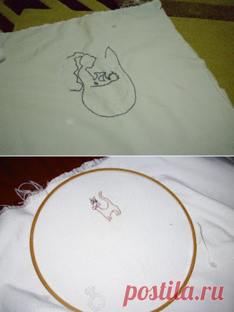 Made in dali: Deneme  Bir, İki, İşleme.  embroidery cat,  mermaid