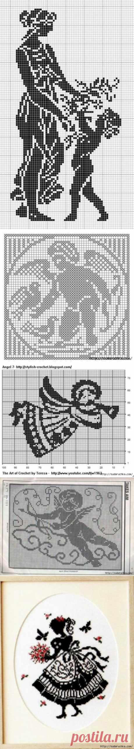 Схемы вышивки крестом монохром (ч.3) из интернета