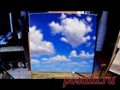 Free Acrylic Painting Lesson In Real Time - Painting Simple Clouds - YouTube