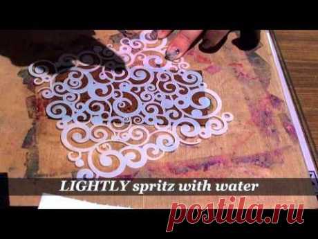 Distress Ink Water Bleaching technique using LaBlanche Stamp - YouTube