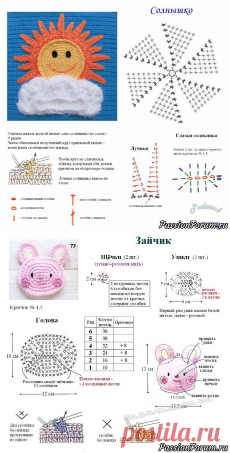 Вязаные аппликации крючком (интернет)