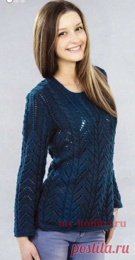 Предлагаю вам простую схему вязания оригинального женского свитера с красивым и не сложным узором