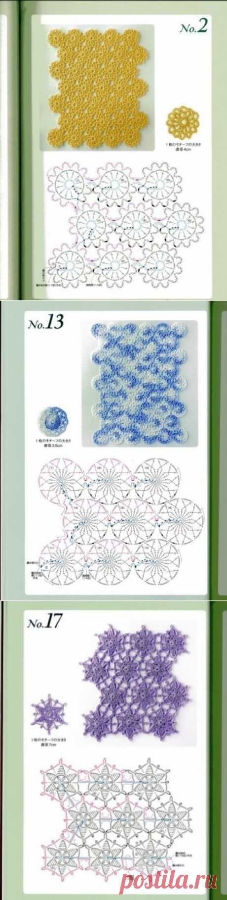Вязание мотивов без отрыва нити, схемы / Вязание крючком / Вязание крючком для начинающих