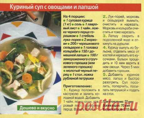 Куриный суп с овощами и лашой