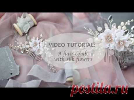 DIY Tutorial A hair comb with silk flowers, handmade headpiece PROMO