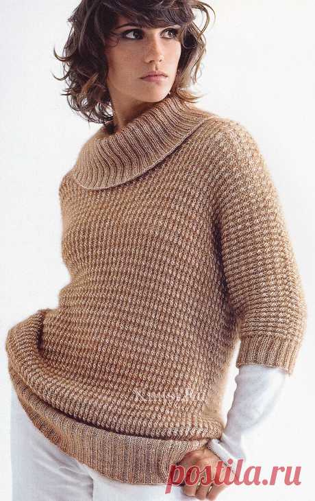 Цельновязанный песочный пуловер