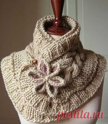Необычный женский шарф спицами: описание, фото
