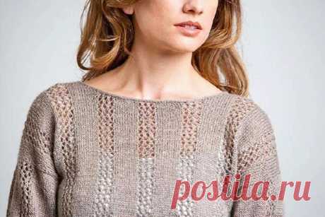 Тонкий пуловер с ажурными дорожками — идеальный наряд для летнего вечера | Тепло о вязании Пульс Mail.ru