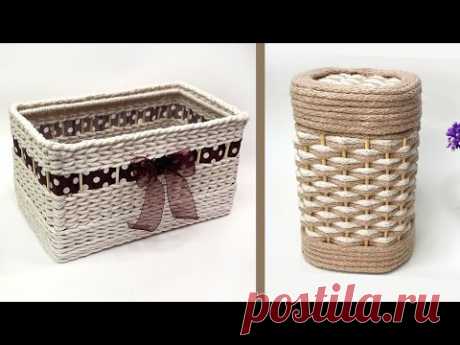 2 diy recycling // Wicker basket for storing household items // How to weave a basket