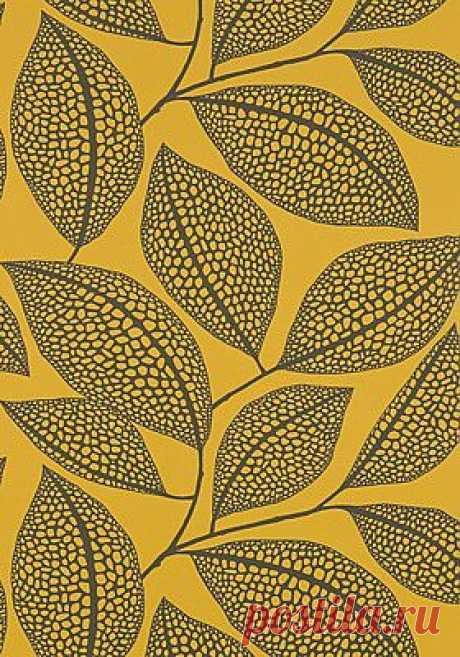 New Pebble leaf Wallpaper in Honeybee by MissPrint | Patterns