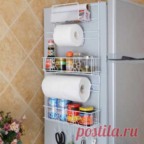 Стойка для холодильника боковая полка боковой держатель Многофункциональные кухонные принадлежности Органайзер бытовой многослойный холодильник для хранения|Подставки для хранения и стеллажи| | АлиЭкспресс